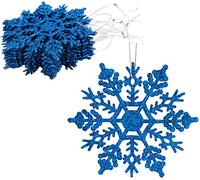 Christmas Concepts® Paquete de Decoraciones Colgantes de Copos de Nieve con Brillo de 12-10cm (4") - Decoraciones navideñas ... (Azul Real)
