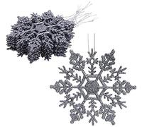 Christmas Concepts® Paquete de Decoraciones Colgantes de Copos de Nieve con Brillo de 12-10cm (4") - Decoraciones navideñas ... (Grafito)