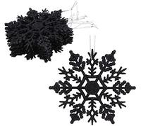 Christmas Concepts® Paquete de Decoraciones Colgantes de Copos de Nieve con Brillo de 12-10cm (4") - Decoraciones navideñas ... (Negro)