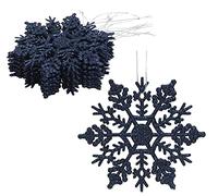 Christmas Concepts® Paquete de Decoraciones Colgantes de Copos de Nieve con Brillo de 12-10cm (4") - Decoraciones navideñas ... (Azul Medianoche)