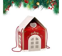 Christmas Cookie Boxes - House Shape Paper Snack Container for Cookies, Chocolates, Candies, Fruits, Handicrafts, Holiday Wrapping Box for Party Favors, Stocking Stuffers, Family Gatherings