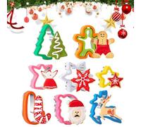 Christmas Cookie Cutter Set, 8-Piece Stainless Steel Baking Molds, Snowflake Tree Gingerbread Deer Santa Claus Pastry Cutters For Holiday Cookie Cake Baking, Party And Festive Dessert Decoration