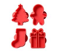 Christmas Cookie Cutters, Pie Crust Stamps, Baking Molds, 4 Pieces Beginner | Festive Shapes, Easy Pressing Design, Creates Decorative , Holiday Baking Supplies, Home School Gathering Party Project