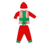 Christmas Costume - Polyester, Kids Holiday Outfit Set Red And Green | Festive Cosplay Accessories Fun Dress-Up, Holiday Performance Costume For Family Photos, School Events, Birthday Parties