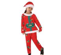 Christmas Costumes | Cosplay Funny Top, Pants, Hat Set - Christmas Pajamas | for Holiday Boys Girls Children 2-11 Years Old Home Family Gatherings Photo Prop
