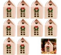 Christmas Cottage Gifts Box, Large House Shaped Paper Candy Box, Christmas Treat Boxes, Cookie Candy Packaging, Festive Goodie Bags (Pink, 10)