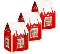Christmas Cottage Gifts Box, Large House Shaped Paper Candy Box, Christmas Treat Boxes, Cookie Candy Packaging, Festive Goodie Bags (Red, 3)