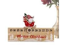 Christmas Countdown - Sliding Gnome Ornament | Wooden Double-Sided Design with 24 Numbers, Sitting Santa Claus and Sleigh Santa Figures, Decorative Ornament for Winter, Festival and Home