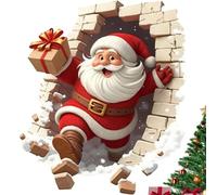 Christmas Creative Wall Sticker, Large 3d Santa Breakthrough Wall Sticker, Realistic Funny Peel Self Festive Decor for Winter (1pcs,43 * 50CM)