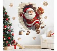 Christmas Creative Wall Sticker, Removable 3D Santa Wall Stickers for Doors, Windows, Bedrooms, Living Rooms, Holiday Party Decor (2 PCS AA 43 * 50CM)