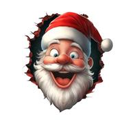 Christmas Creative Wall Sticker, Santa Claus Breaking Through Wall Design, Large 3D Santa Claus Walls Decals, Peel and Stick, Removable Winter Decor for Party Kitchen Living Room Window Refrigerator