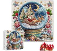 Christmas Crystal Ball Jigsaw Puzzles 1024 Pieces,Santa Claus Puzzles,Letters Clear Connection on The Back,Family Activity Games for Home Decor Gifts (1 pieza)