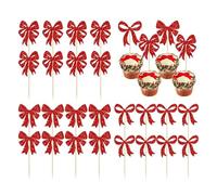 Christmas Cupcake Toppers - 24 Pieces Paper Party Picks | 4.3cm Festive Dessert Decorations | Birthday Holiday Celebration Table Gathering | Add Cheer To Home Event Family Party Treats