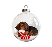 Christmas Dachshund Ornaments - Clear Dog Balls, Shatterproof Transparent Puppy Christmas Tree Ornaments | Clear Shatterproof Hanging Balls for Holiday Decoration | Cute Dachshund Memorial Gift