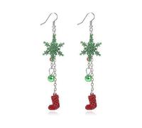 Christmas Dangle Earrings for Women Cute Long Chain Bow Knot Jingle Bell Christmas Tree Snowflake Dangle Earrings Christmas Holiday Jewelry Gift
