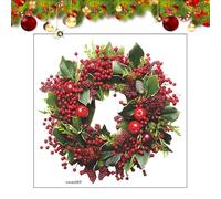 Christmas Decals - Christmas Wreath Wall Decal, Christmass Wall Decals, Christmass Walls Decorations | 15.3 Inch Adhesive Holiday Stickers For Bedroom Living Room Nursery Classroom Home
