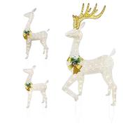 Christmas Decoration Stakes - 3 Pieces Realistic LED Light Festive Decor | Lighted Reindeer Outdoor Christmas Stakes For Friends, Home, Holiday, Ground, Lawn, Garden, Nighttime Pathway, Yard Display,