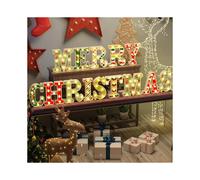 Christmas Decorations - 14 LED Letters Christmas Lights 'Merry Christmas' for Christmas Decorations Indoor Home Decor, Surface UV Printing Snowflakes,