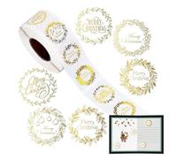 Christmas Decorations - Envelope Seal Stickers Merry | Coated Paper with Adhesive Design, 500 Round Decals Roll, Party Favor Decoration, Gift Packaging Accessory, Seasonal Craft Project