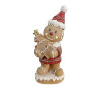 Christmas Decorations, Gingerbread Man Decor, 3.74x3.15in Whimsical Christmas Resin Figurine, Small Festive Display Accent, Holiday Sculpture Ornament for Desk, Mantel, Bookshelf