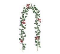 Christmas Decorations - Leaf Vine Garland | 69Inch Vine with Red Berry Features, Fabric Material with Lifelike Texture, Seasonal Decor Collection, Holiday Garland Display For Front Door Patio Yard