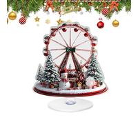 Christmas Decorations Noria Navidad Movimiento, Carrusel Navidad Decoración Navideña Acrílico Plano 2D, Pueblo Navideño Con Base Giratoria De 360°, Árbol Enfeites De Natal