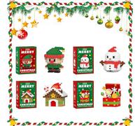 Christmas Design Building Blocks Set, 4PCS Puzzle Assembling Bricks Animal Figures Building Blocks Set, Mini Buildings Figures Ornaments,DIY Christmas Stocking Stuffers for Kids Party Favors
