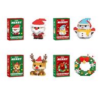 Christmas Design Building Blocks Set, 4PCS Puzzle Assembling Bricks Animal Figures Building Blocks Set, Mini Buildings Figures Ornaments,DIY Christmas Stocking Stuffers for Kids Party Favors