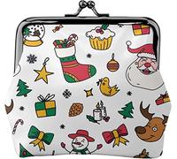 Christmas Design Elements - Monedero de piel para mujer, pequeño bolso de cambio con cierre de beso y hebilla para regalo de niña, Como se muestra en la imagen, Talla única, Organizador de bolsas