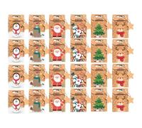 Christmas Design Paper Treat Bags, 24 x Holiday Snack Bags, Sturdy Christmas Goodie Boxes, Foldable Christmas Paper Bags 9.4x6x14cm for Treats, parties Favors, Multicolor