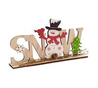 Christmas Desk Decor - Centerpiece Santa Claus and Snowman Wooden Figurines | Holiday Tabletop Decorations for Home, Kitchen, Bedroom, Bathroom, Office Cubicle, Winter Display, Family and Coworker Gif