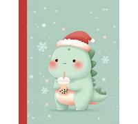 Christmas Dino Notebook with Boba Tea Design: Cute Holiday Wide Ruled Composition Book for Teens, Tweens, and Students | Kawaii Winter Journal for Writing, School, or Gift Giving