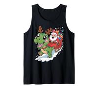 Christmas Dino T-Rex - Papá Noel Sleigh Ride Funny 2025 Xmas Camiseta sin Mangas