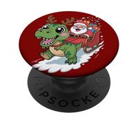 Christmas Dino T-Rex - Papá Noel Sleigh Ride Funny 2025 Xmas PopSockets PopGrip Adhesivo