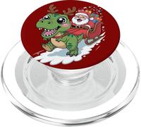 Christmas Dino T-Rex - Papá Noel Sleigh Ride Funny 2025 Xmas PopSockets PopGrip para MagSafe