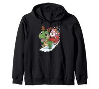 Christmas Dino T-Rex - Papá Noel Sleigh Ride Funny 2025 Xmas Sudadera con Capucha
