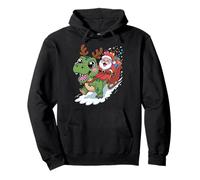 Christmas Dino T-Rex - Papá Noel Sleigh Ride Funny 2025 Xmas Sudadera con Capucha