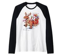 Christmas Dino T-Rex - Papá Noel Sleigh Ride Funny Xmas Kids Camiseta Manga Raglan