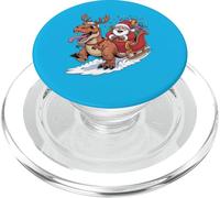 Christmas Dino T-Rex - Papá Noel Sleigh Ride Funny Xmas Kids PopSockets PopGrip para MagSafe