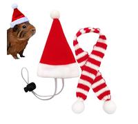 Christmas - Disfraz de sombrero de cerdo de Santa Hat | Pet Chicken Hats Scarf Set, Mini Santa Adjustable Straps for Hen Duck Hamster Guinea Pig Parrot Cosplay Disfraz