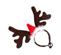 Christmas Dog Antler Headband with Santa Hat, Reindeer Headpiece for Dogs, Light and Comfortable Holiday Costume for Themed Parties and Christmas Gatherings Celebrations Accessroies
