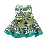 Christmas Dog Dress with Heart Deer Pattern | Soft Polyester Puppy Dress for Holiday Parties/Daily Photos | Adjustable Fit for Small & Large Dogs | Festive Pet Apparel (l)