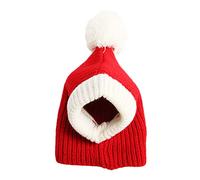 Christmas Dog Hat | Xmas Cat Headwear with Warm Red Ball Design | Winter Costume for Dogs/Cats/Pets | Elastic & Machine Washable (M)