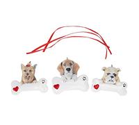 Christmas Dog Material Pendant | 3 Pack DIY Ornaments with Red Cords | Enduring Xmas Puppy Decor for Tree/Gifts/Home (Combination Two)
