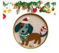 Christmas Dog Ornaments 2D Acrylic,Christmas Bulldog Dachshund Pattern Pendants Decorative Accessories - Animal Charm For Party Car Rearview Mirror Window Wall Door Holiday Gathering Decor