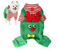 Christmas Dog Outfit - Cute Holiday Costume for Pets | Plush Velvet Material with Reindeer Hood, Adjustable Design for Party Photos and Winter Dress Up Festive Santa Design 11.81 in