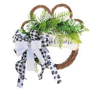 Christmas Dog Paw Print Wreath | Farmhouse Style Holiday Porch Entryway Decoration for Animal Lovers, Wall Hanging Front Door Ornament, Rustic Winter Themed Accent for House Window, Indoor Room, Cabin