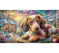 Christmas-Dog-Under-Northern-Lights 1000 Piezas Puzzle Reciclado Juego desafiante Educativo para relajación Creatividad Regalo 70x50/1000pcs