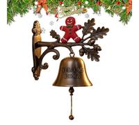 Christmas Door Bell - Seasonal Farmhouse Holiday Wall Ornament, Decorative Jingle Accent Figurine Sculpture, Festive Winter Showcase Hanging Display Model, Handcrafted Celebration Character Ornament |