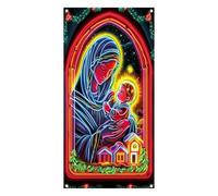 Christmas Door Cover Decor - Glowing Festive Large Front Door Covers | Holiday Party Banner Decoration | 35x71inch Entryway Designs For Indoor Outdoor Home Winter Farmhouse Porch New Year Backdrops